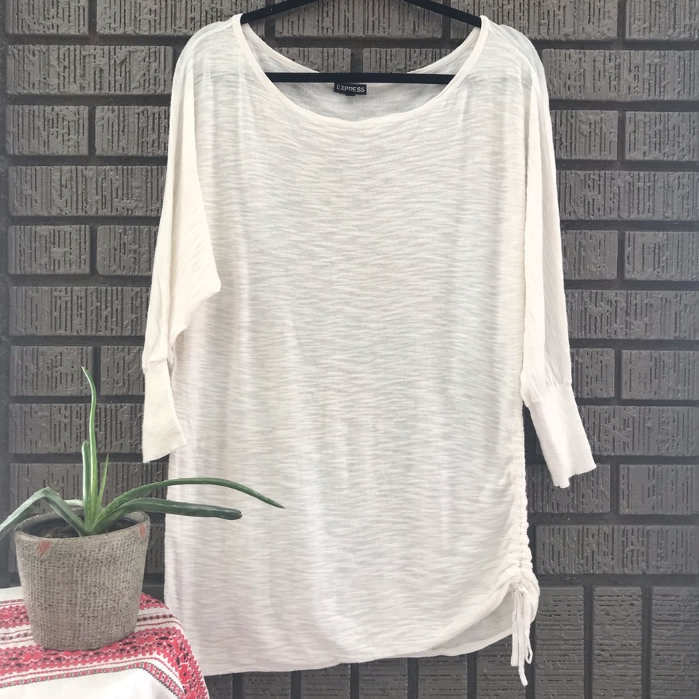 Express • White 3/4 Sleeve Top Medium
